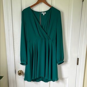 Express Teal V-Neck Dress
